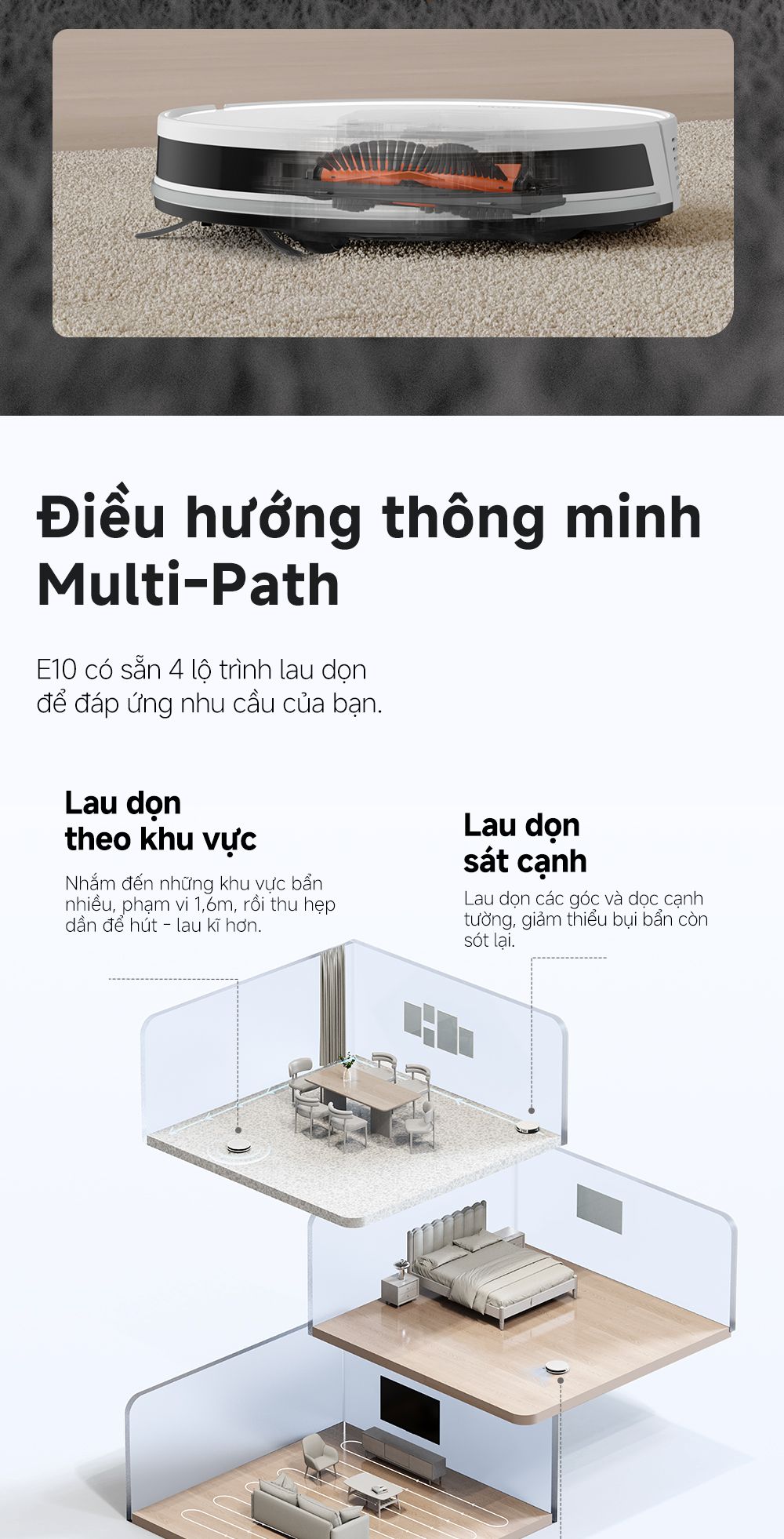 Robot hút bụi lau nhà thông minh MOVA E10 Multi-Path