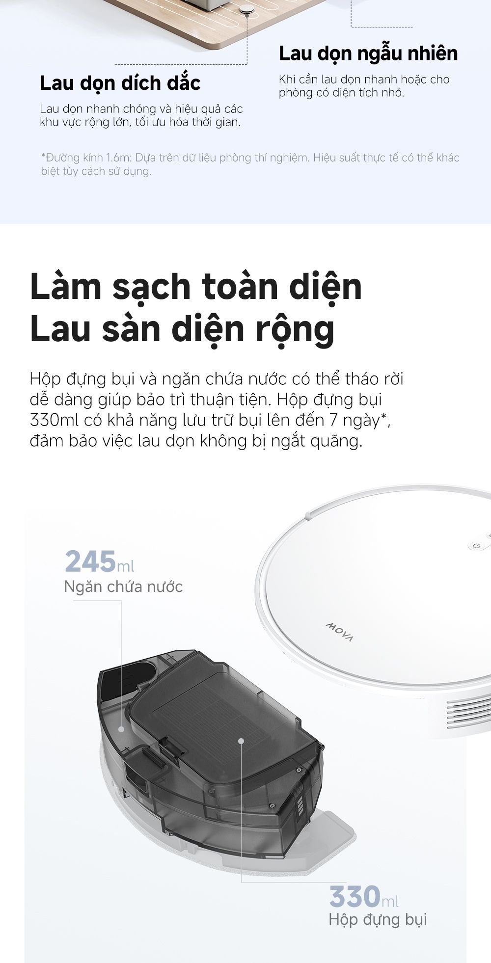 Robot hút bụi lau nhà thông minh MOVA E10 làm sạch toàn diện