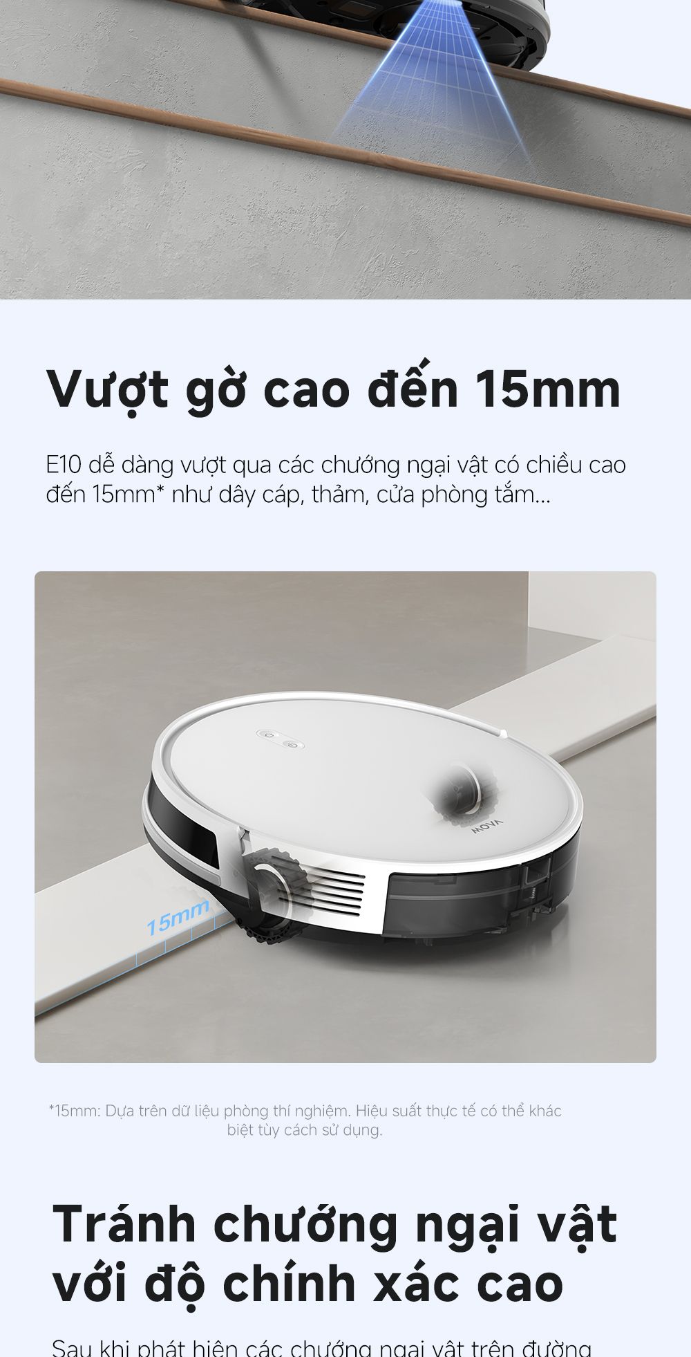 Robot hút bụi lau nhà thông minh MOVA E10 vượt chướng ngại đến 15mm
