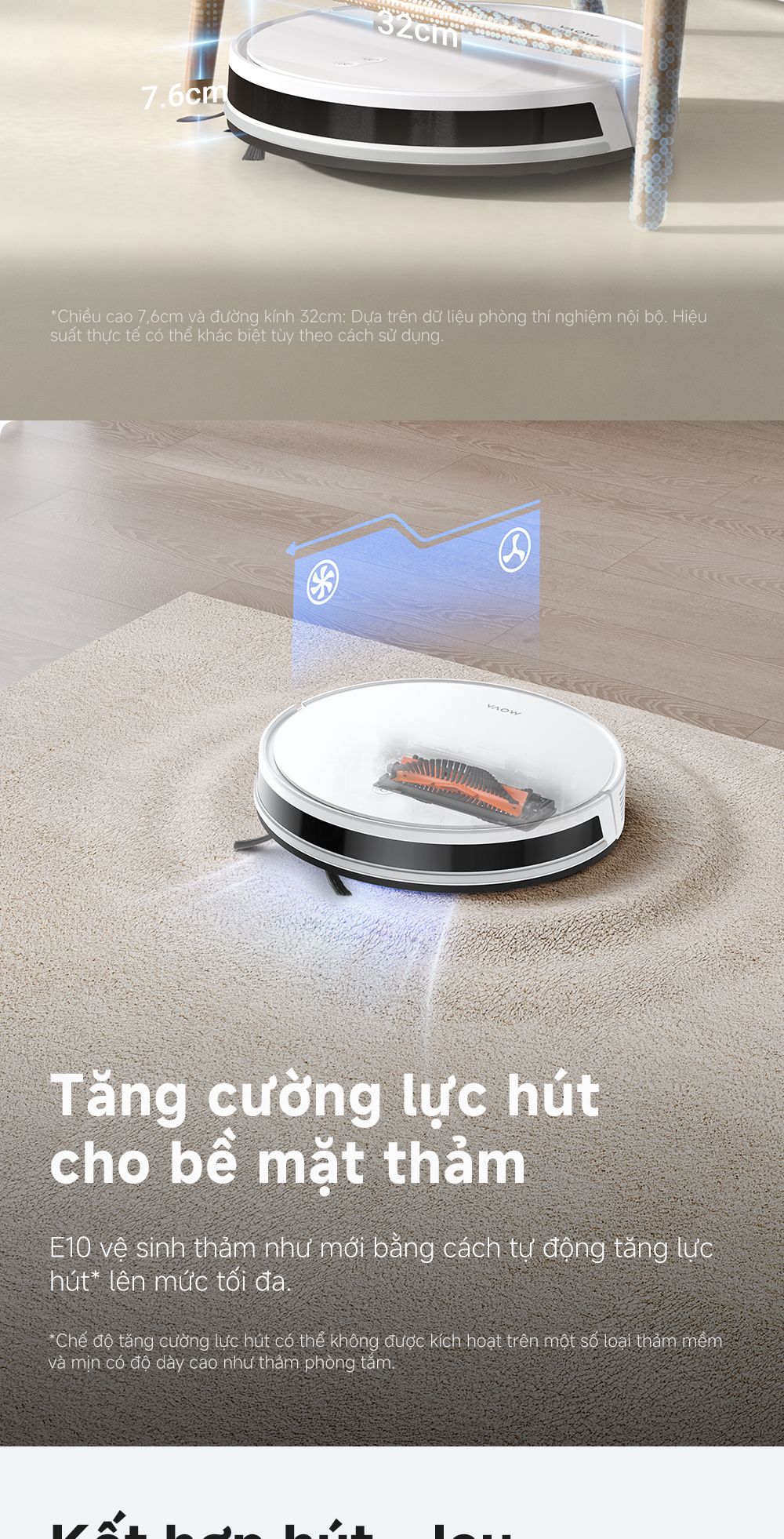 Robot hút bụi lau nhà thông minh MOVA E10 tăng cường lực hút