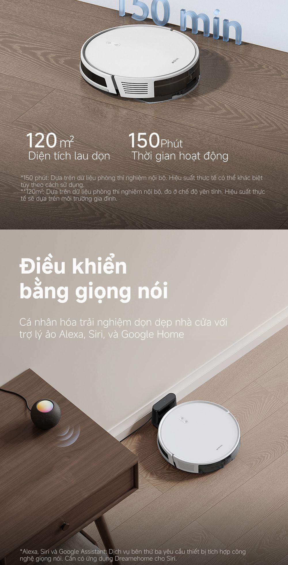 Robot hút bụi lau nhà thông minh MOVA E10 điều khiển bằng giọng nói