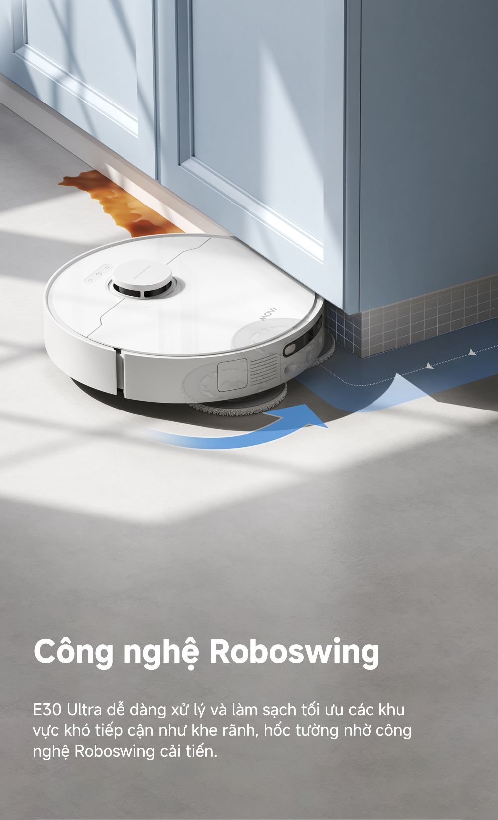 Robot hút bụi lau nhà Mova E30 Ultra công nghệ roboswing