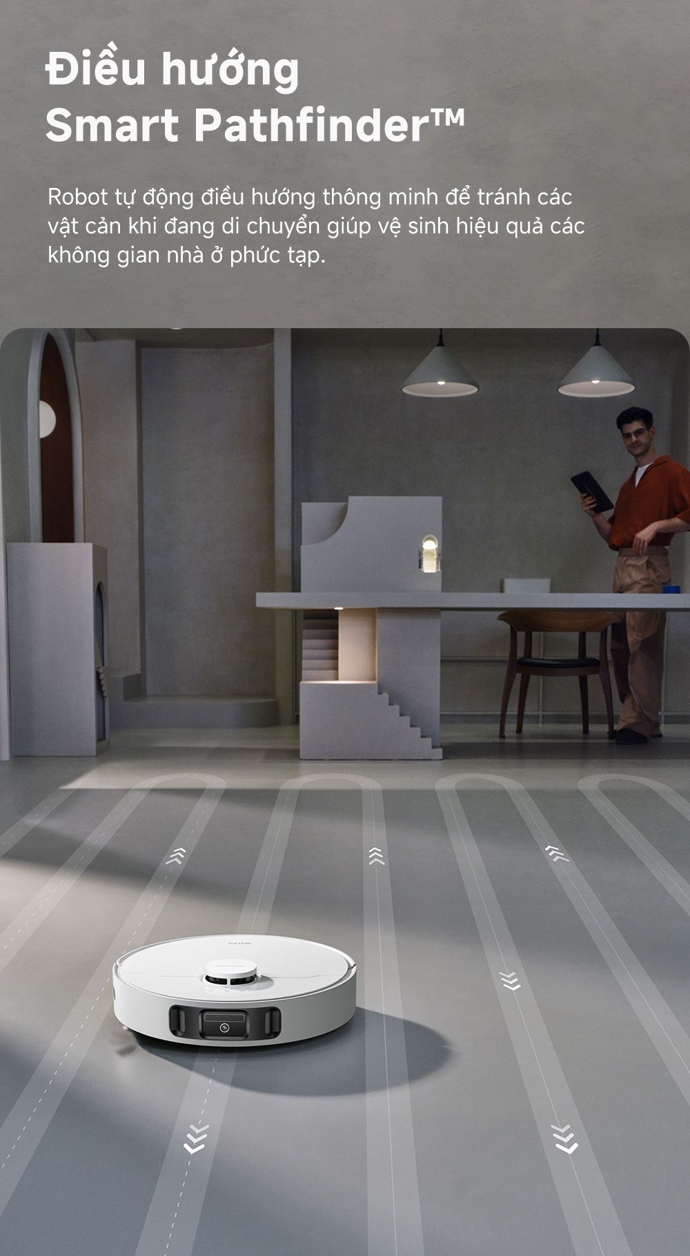 Robot hút bụi lau nhà Mova E30 Ultra điều hướng smartpathfinder