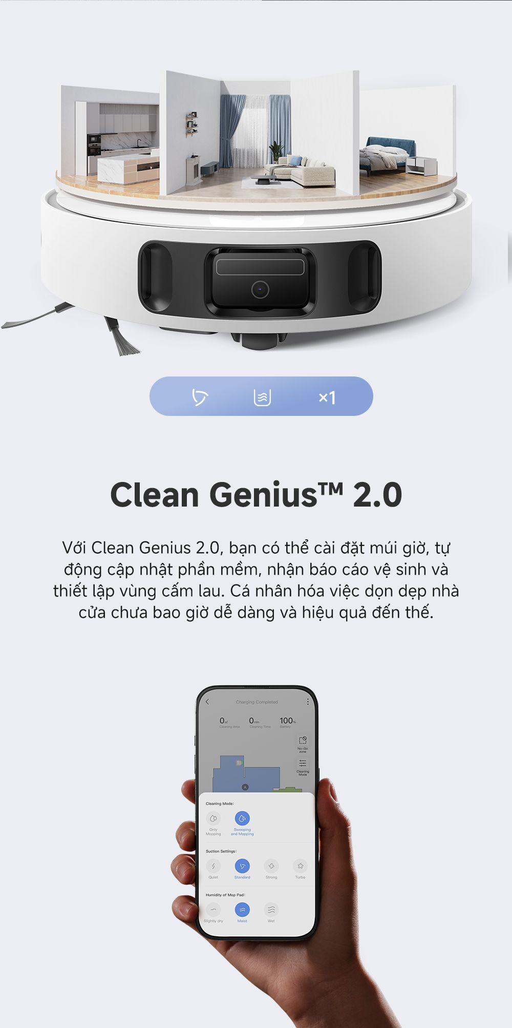 Robot hút bụi lau nhà Mova E30 Ultra clean genius