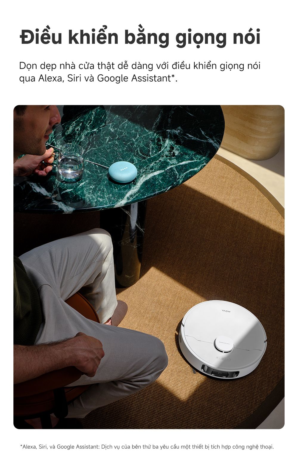 Robot hút bụi lau nhà Mova E30 Ultra điều khiển bằng giọng nói