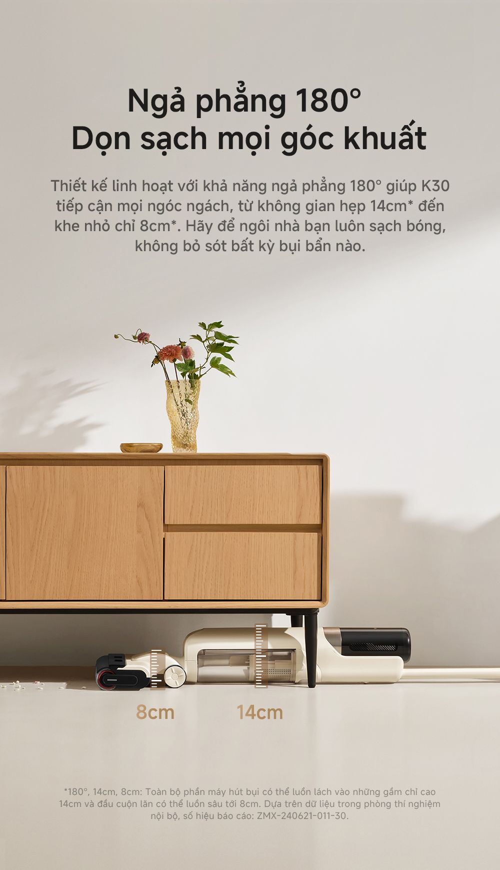 Máy hút bụi lau nhà khô và ướt MOVA K30 làm sạch gầm thấp