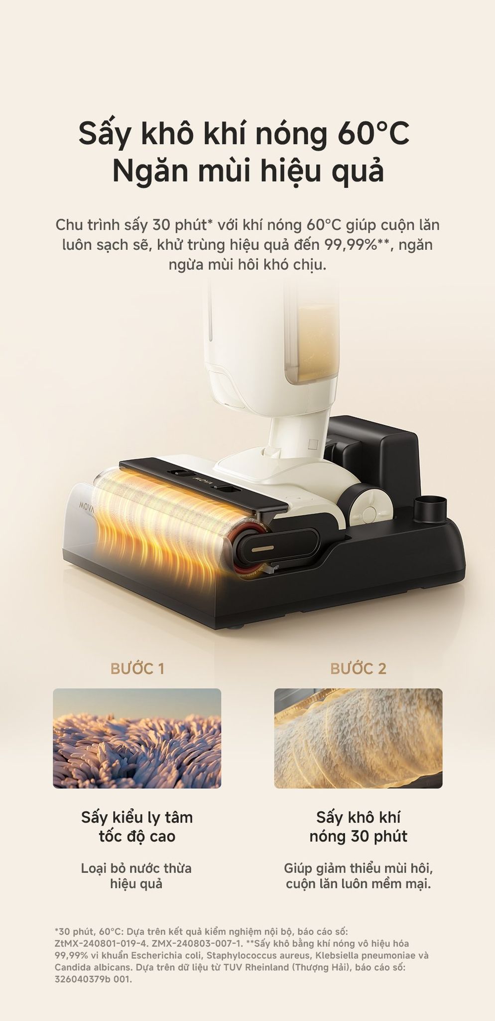 Máy hút bụi lau nhà khô và ướt MOVA K30 sấy khô bằng khí nóng