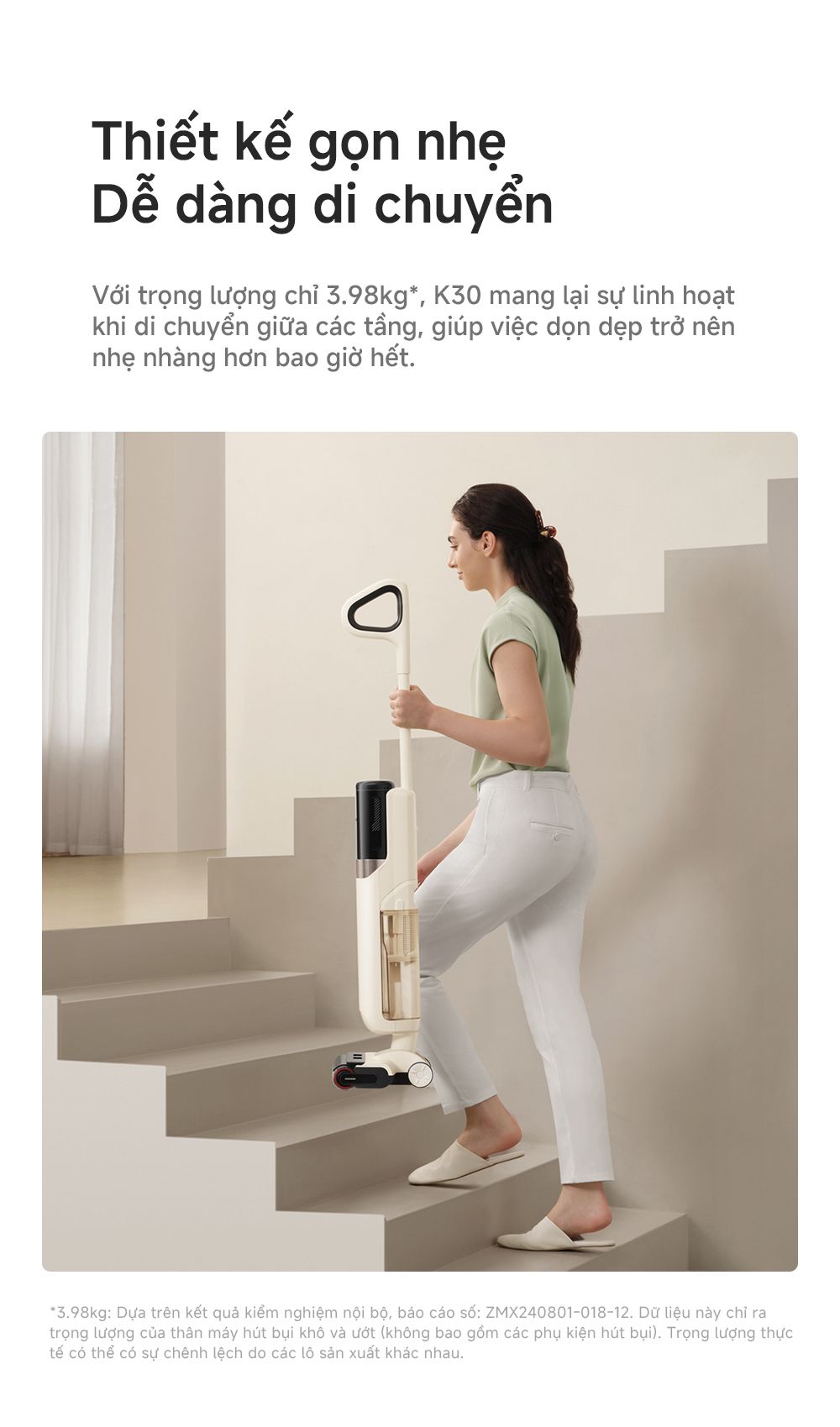 Máy hút bụi lau nhà khô và ướt MOVA K30 thiết kế gọn nhẹ