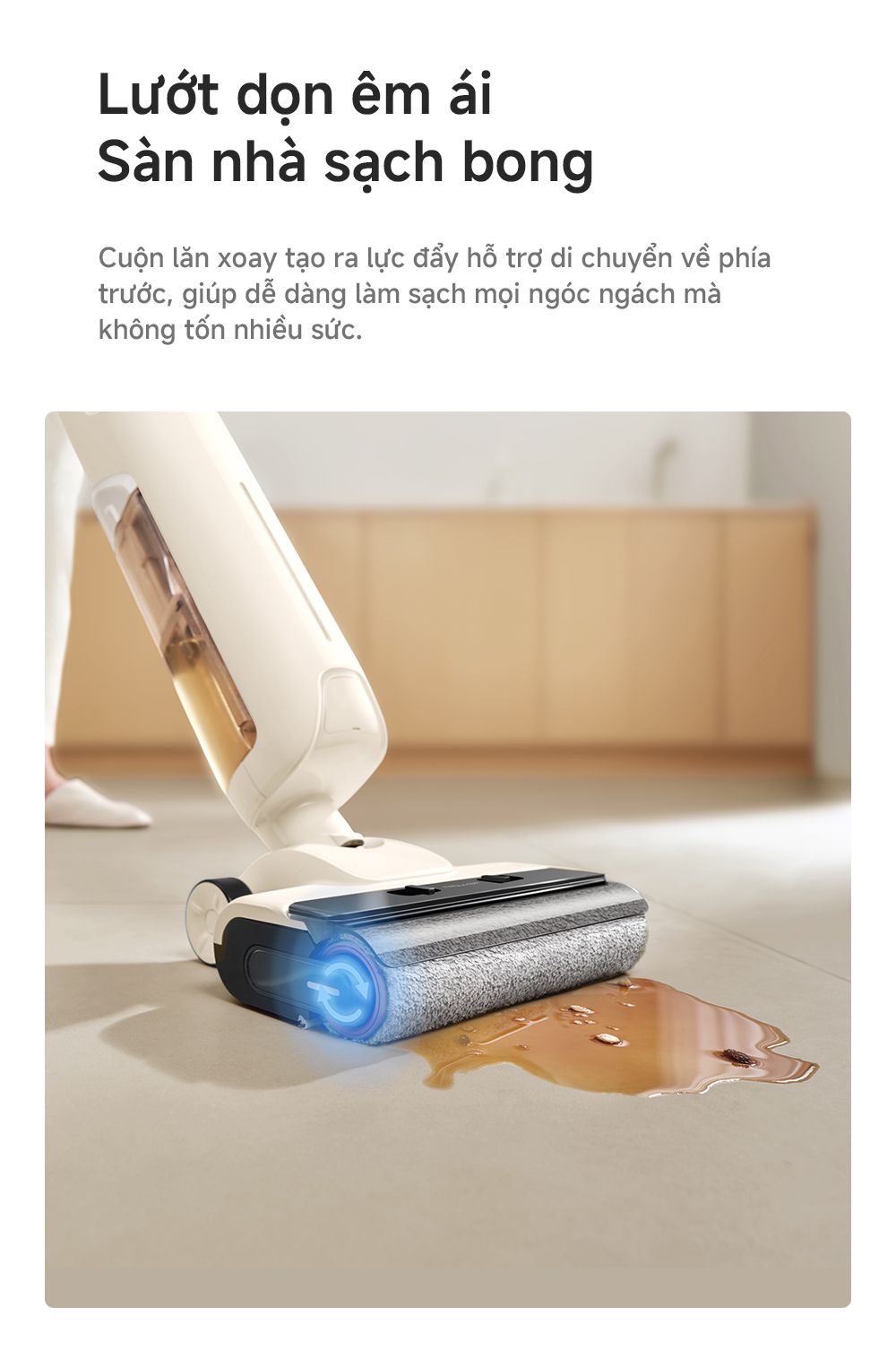 Máy hút bụi lau nhà khô và ướt MOVA K30 di chuyển êm ái