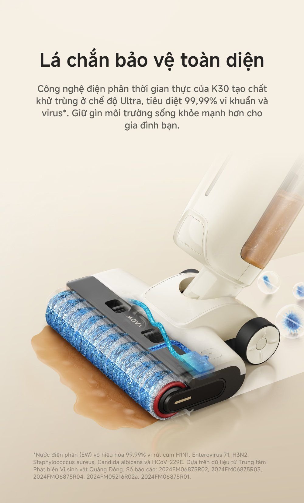 Máy hút bụi lau nhà khô và ướt MOVA K30 lá chắn bảo vệ
