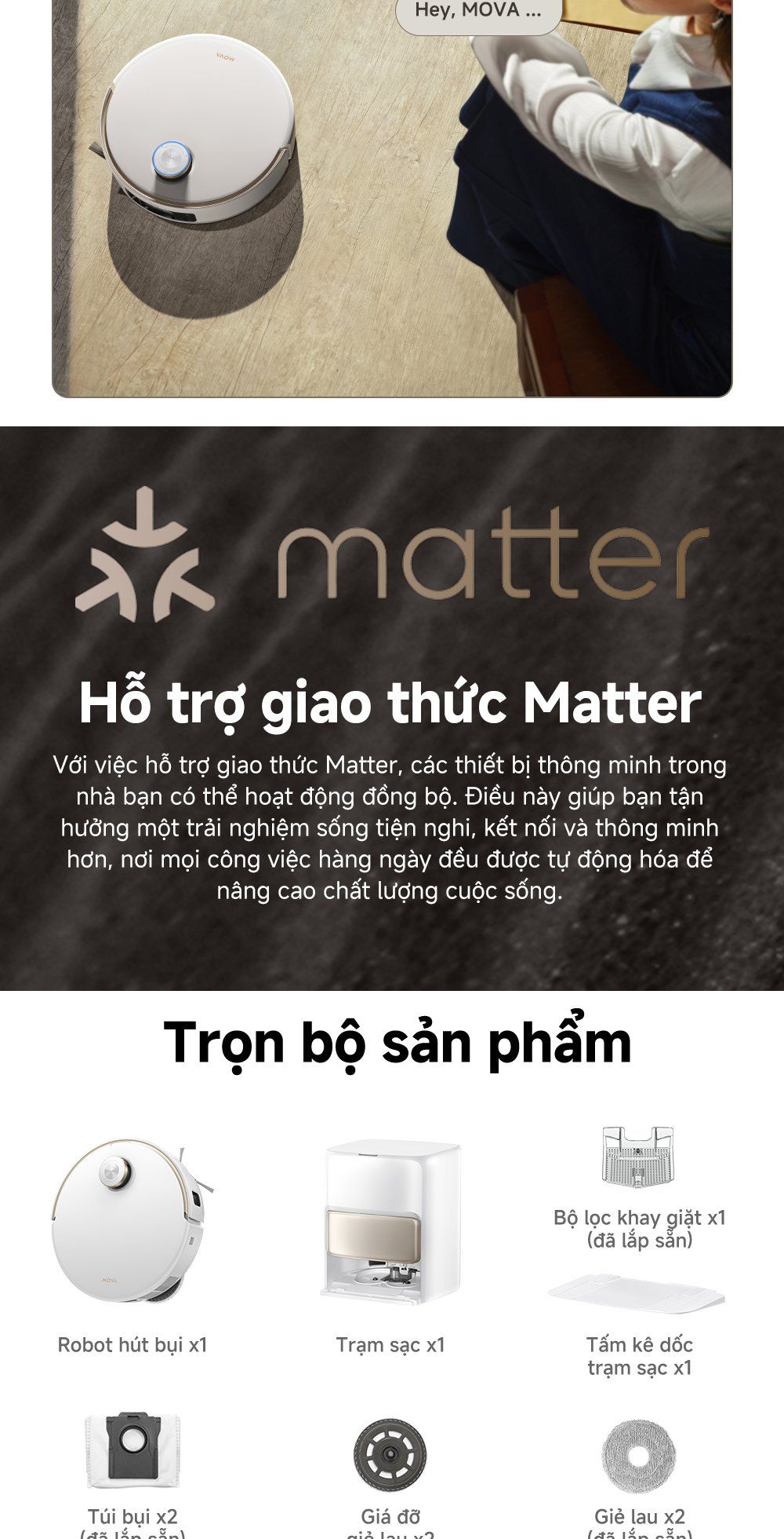 Robot hút bụi lau nhà thông minh MOVA V50 Ultra giao thức matter