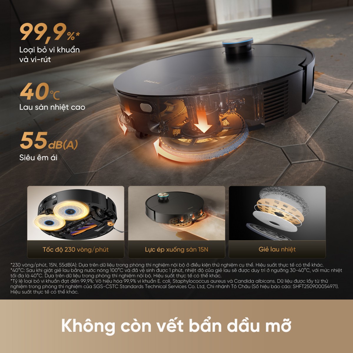 Dreame X60 Ultra tẩy sạch dầu mỡ