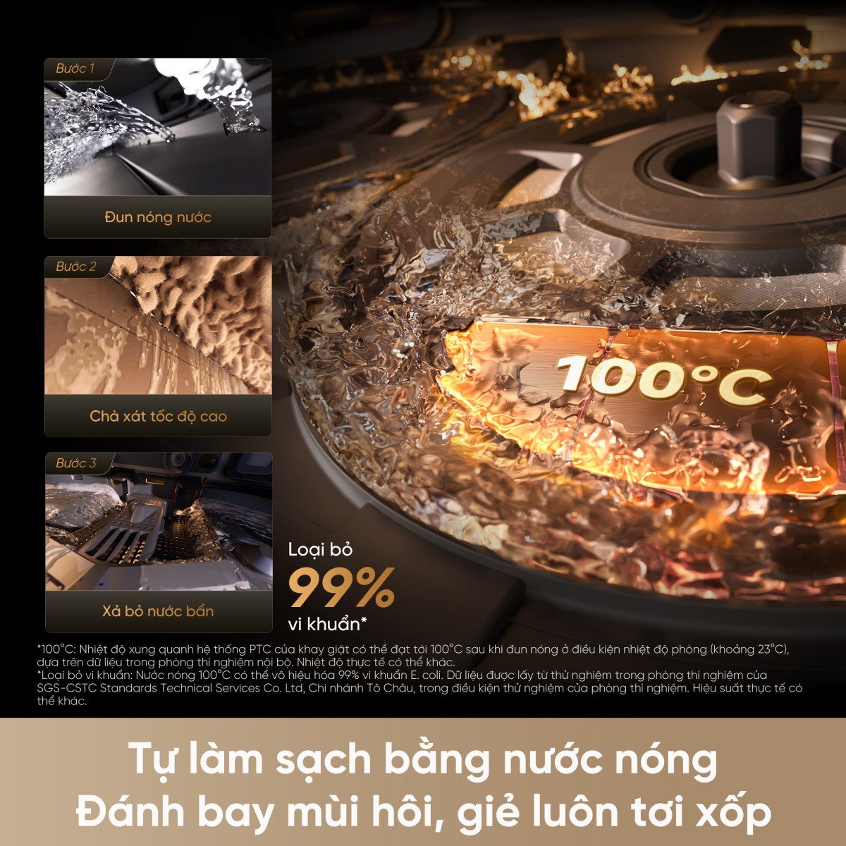 Dreame X60 Ultra tự làm sạch bằng nước nóng