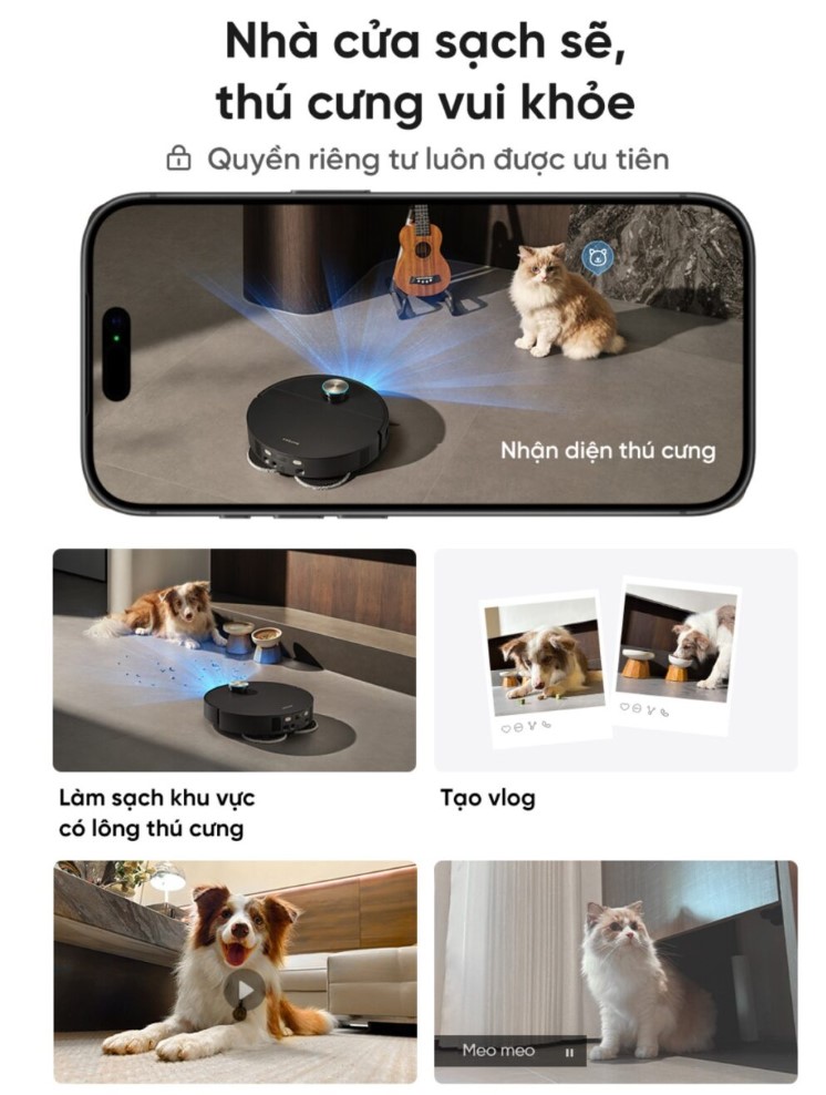 Dreame X60 Master phù hợp với thú cưng