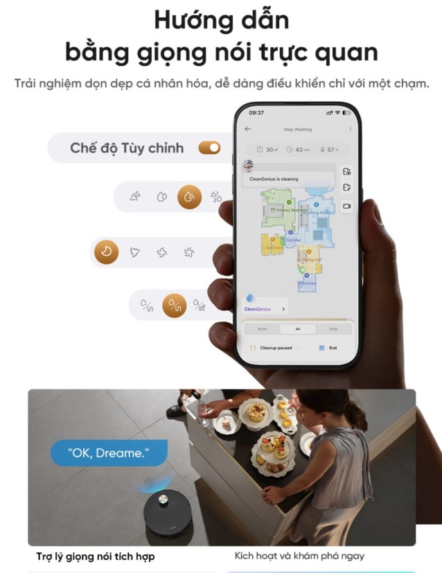 Dreame X60 Master điều khiển bằng giọng nói