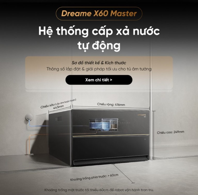 Dreame X60 Master hệ thống cấp xả nước