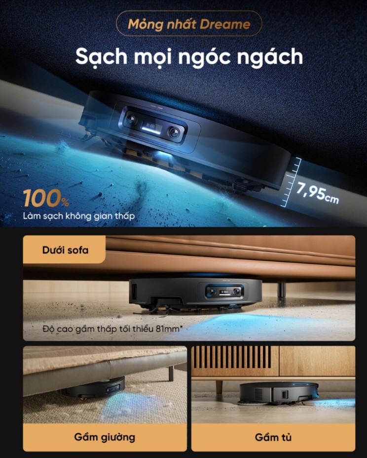 Dreame X60 Master thiết kế mỏng nhẹ
